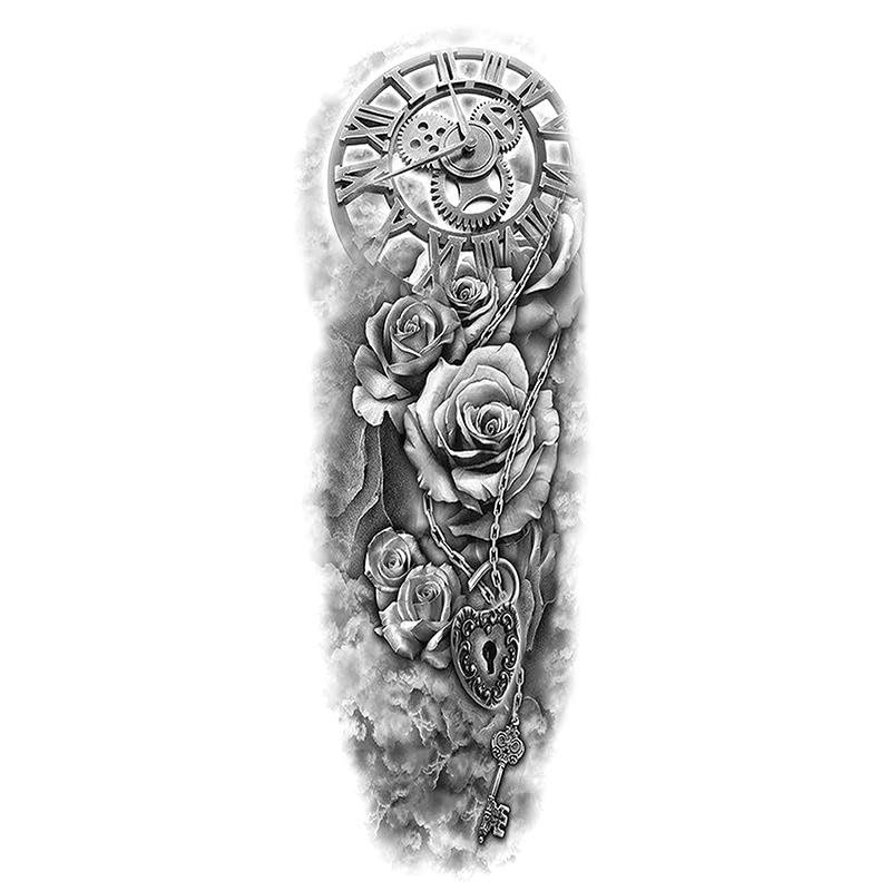 5 Full-Arm Large Pattern Temporary Tattoo Stickers Flower Sanskrit Letters Simulation Tattoo Tattoo Stickers