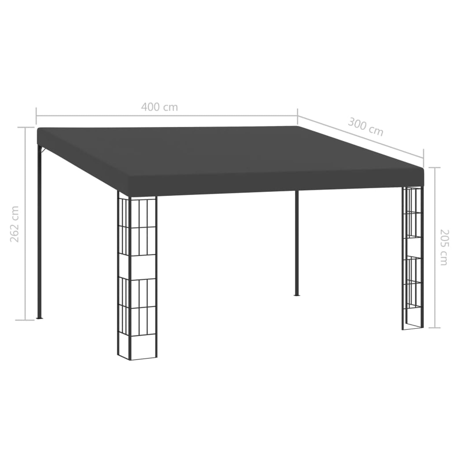 Pawilon ogrodowy, 3 x 4 m, stalowy baldachim z powłoką PA, antracyt, Pera, na patio, podwórko i imprezy plenerowe