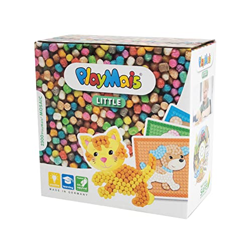 PlayMais Mosaic Little Friends Creative Craft kit for Girls & Boys from 3 Years | 2300 6 Mosaic templates with Animal Children | stimulates Creativity & Motor Skills | Natural Toy