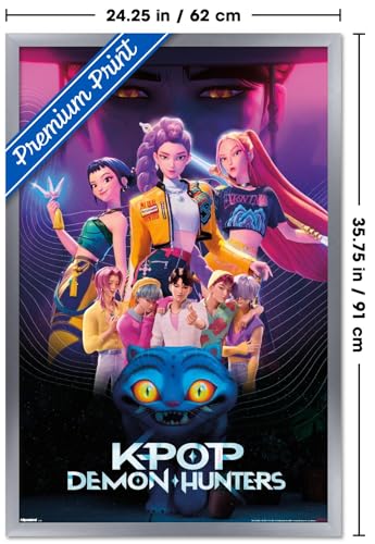 Image of Netflix KPop Demon Hunters (2025) - Group Wall Poster, 34L inch x 22.4W inch, Silver Framed Version