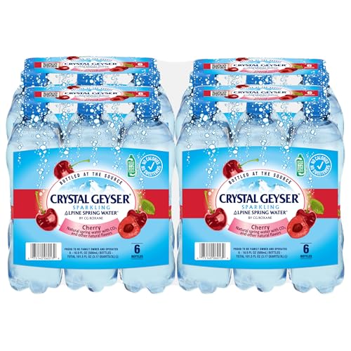 Crystal Geyser Sparkling Alpine Natural Spring Water, 24-Pack, 16.9oz Bottles, Zero Calories and No Sweeteners, Bottled at The Source