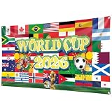 World Soccer Tournament Cup Celebration Backdrop 78x43 Inch 2026 Football Festival Background for World Tournament Cup Party Photo Booth, Football Event Decor