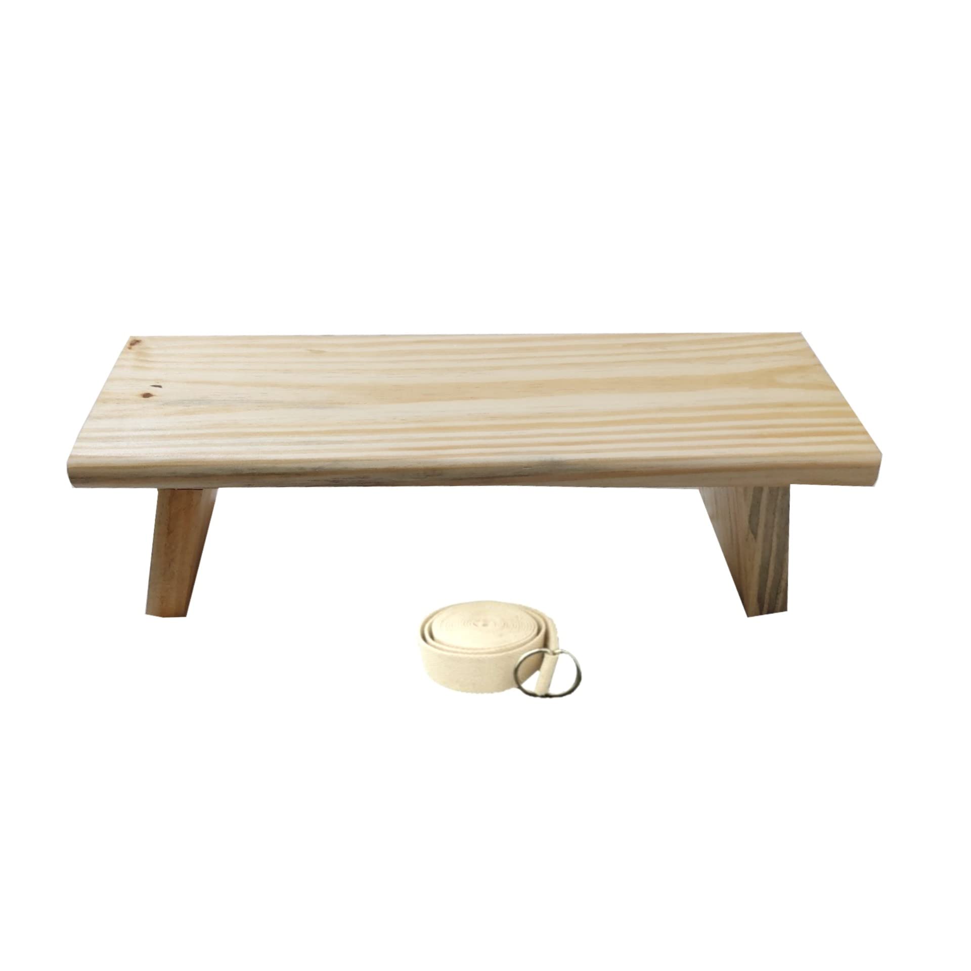 Yoga Store Wala Meditation Bench - Pine Wood - Rectangular - 25cm H x 46cm W x 46cm D - Rustic Style - 300 lbs Max Weight - No Assembly Required