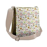Lunarable Food Messenger Bag, Sketch Popcorn Snacks Burger, Unisex Cross-body