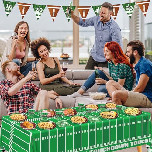 Football Party Decorations 98Pcs Football Birthday Party Suppiles Set Include Plates and Tablecloth Sport Theme Party Favors Kit - Image 5