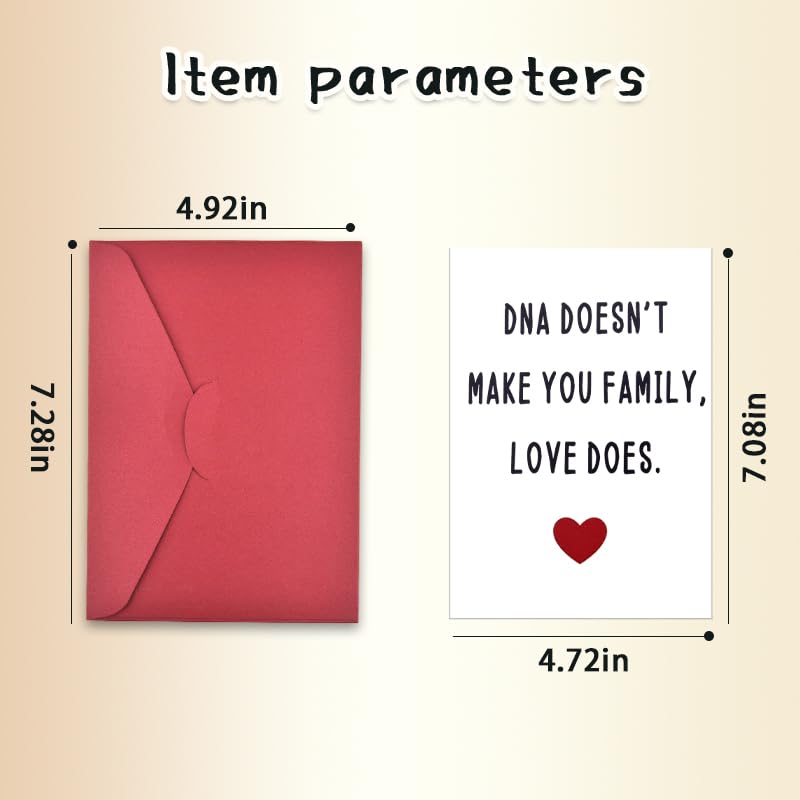 Happy Adoption Day Gift Card for Family Parents Thank You Appreciation Cards for Step Dad Mom Birthday Christmas Gifts for Bonus Dad Mom Friend Couple DNA Doesn't Make You Family Love Does Card
