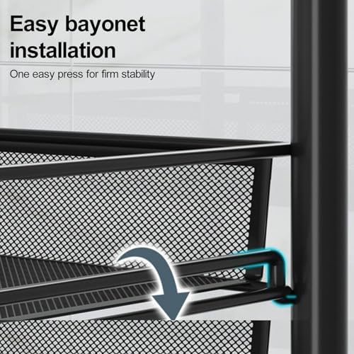 5-Tier Rolling Utility Cart - Metal Wire Basket Organizer with Removable Storage, Multi-Purpose Shelving Unit for Kitchen & Bathroom, Ideal for Fruits, Vegetables & Household Items