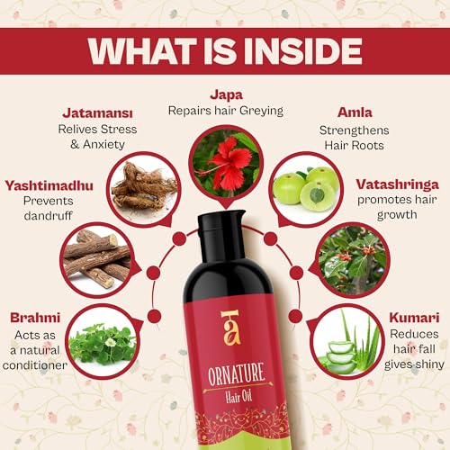 Image of Ornature Herbal Hair Oil for Hair Growth & Hair Fall Control | Ayurvedic Formula for Scalp Nourishment | Enriched with Natural Herbal Ingredients | Promotes Stronger, Healthier & Shinier Hair | Suitable for Men & Women | All Hair Types