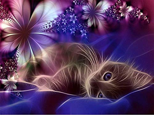ParNarZar 5d Bricolage Diamant Peinture kit - Lune Chat - Full Diamant Croix Craft Kit à Broder Strass Croix Arts Craft Cover