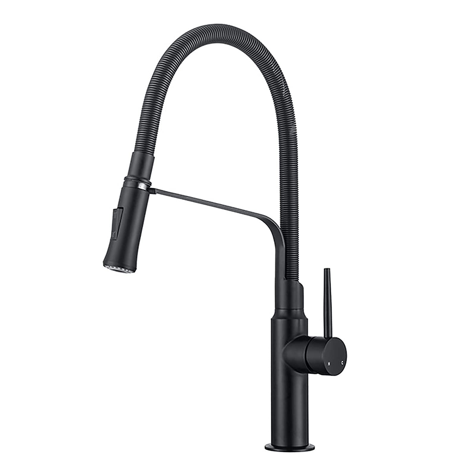 VDOQTLJT Swivel Kitchen Faucet with Pull Down Sprayer Stretchable Spring Deck Mounted Sink High Arc Single Handle Tap(Nero)