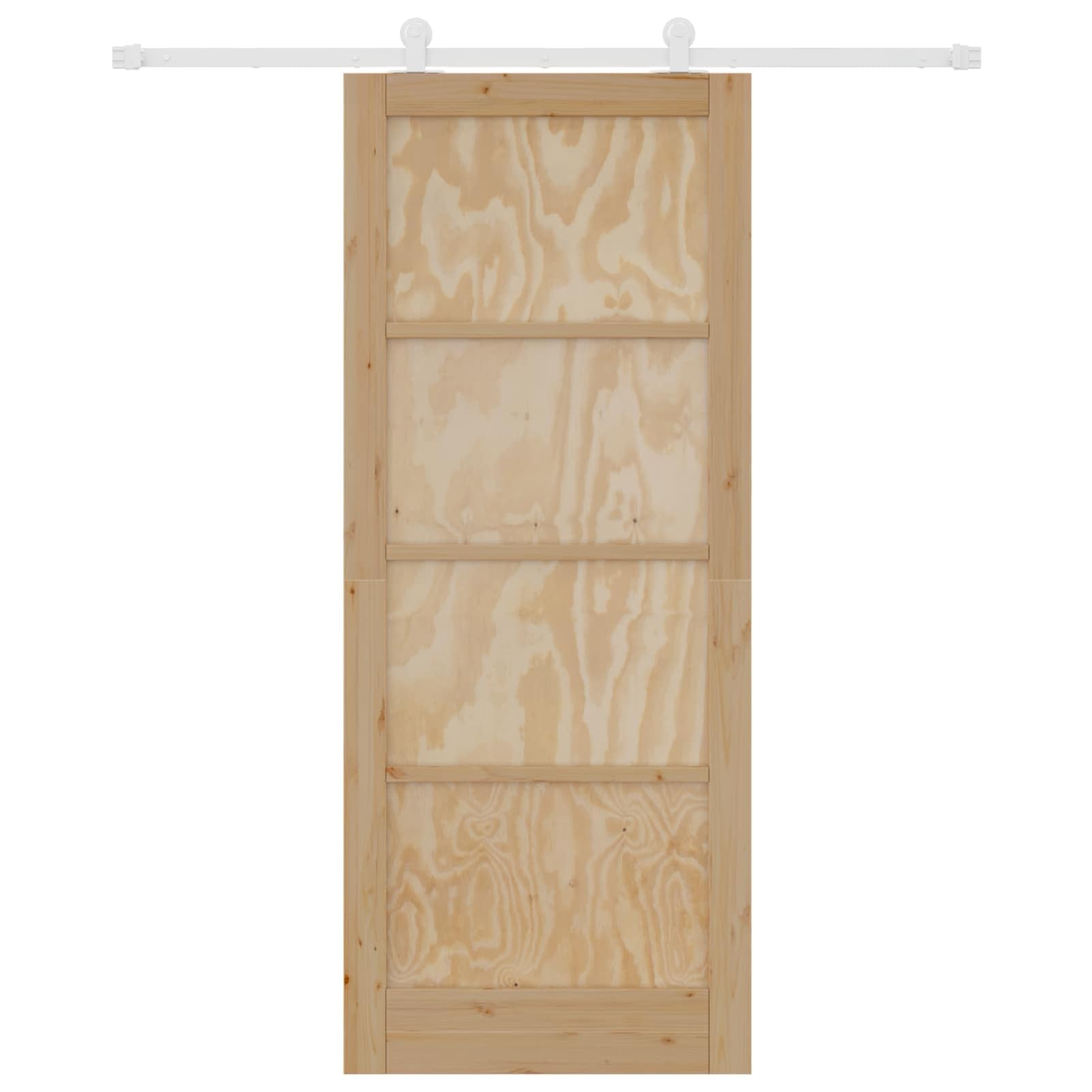 Sliding Door Natural and White 86 x 211 cm, Solid Pine Wood, Space-Saving Design, Smooth Top Rail Mechanism for Living Room, Bedroom, Indoor Use