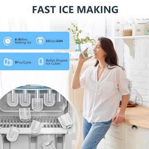 Image of Antarctic Star 3-in-1 Water Cooler with Ice Maker, Hot & Cold Top-Loading Water Dispenser for 5 Gallon Bottle, 33LBS /24H Ice Maker Output, Child Safety Lock, Water Machine for Home & Office, White