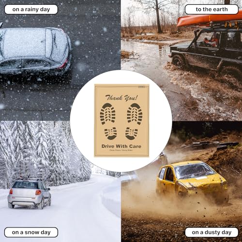 Image of disposable car Floor Paper Mats (pack of 500) | Disposable Thank You foot paper sheets (17x23 Inch) - Oil & Dirt Resistant Protection leg paper mats for Detailing & Car Wash