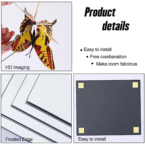 Image of JEOYOO HD Glass Rectangular Full Length Mirror Tiles- Set of 4,14'' x 12''-Silver Frameless Wall Decor for Bedroom,Home Gym Mirrors,Full Body Mirror Stickers,Large Wall Mounted Mirrors,Long Mirrors