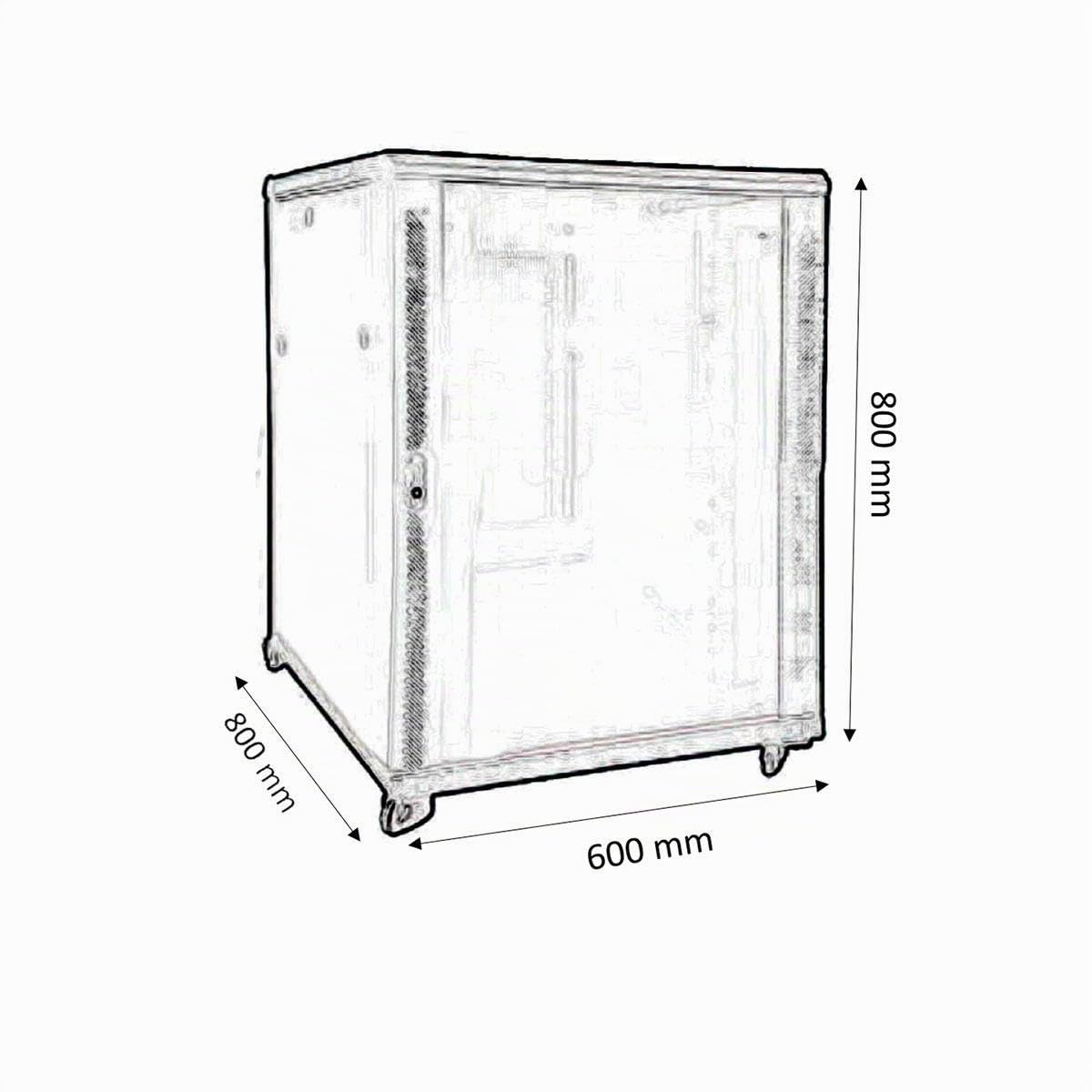 KIMEX - Baie de Brassage 19" 15U 600x800mm (Largeur x Profondeur) - Rack Serveur Informatique au Sol - Armoire Réseau 19 Pouces - Charge Max 800 kg - Ref 112-6815K