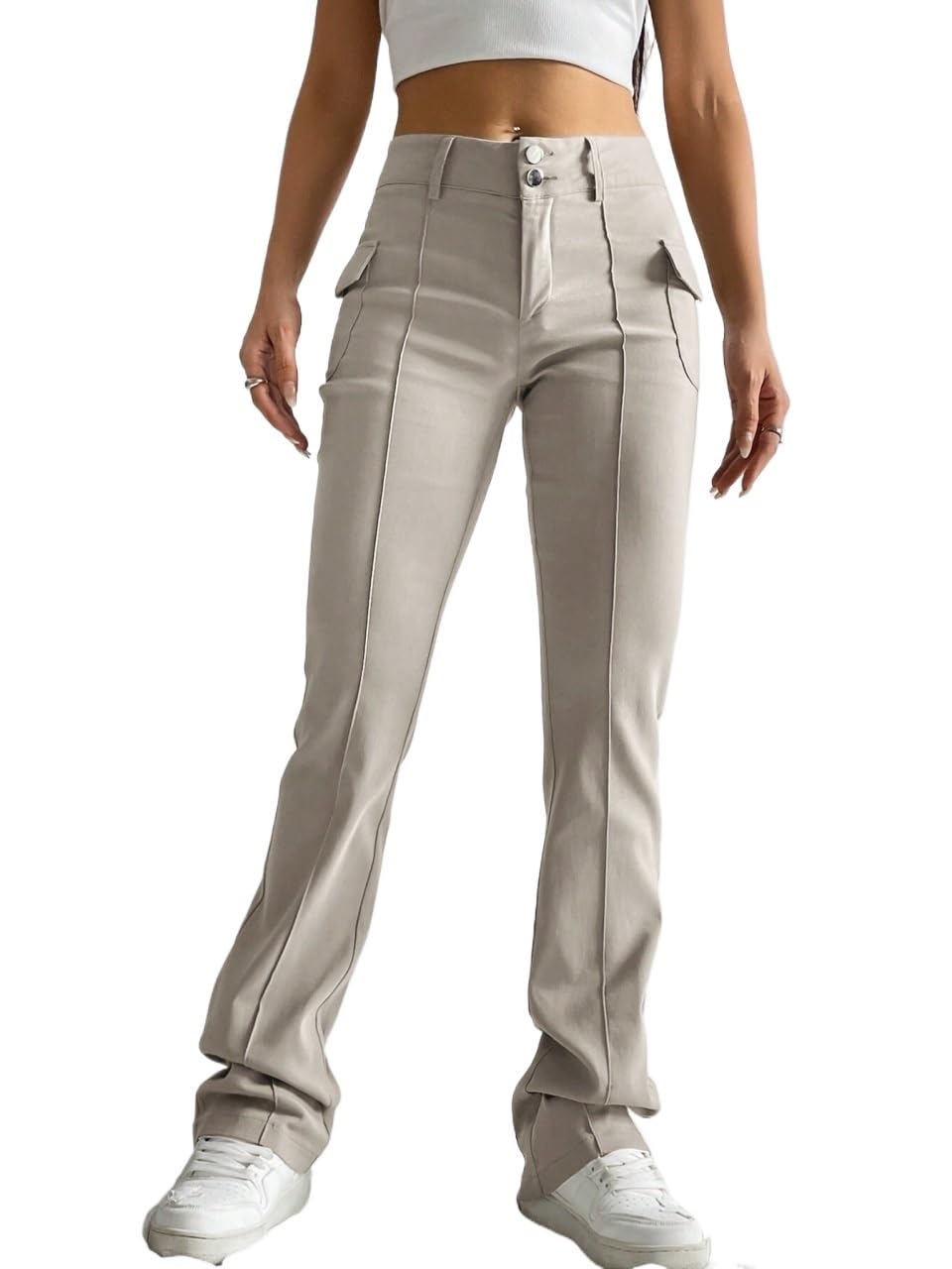 KEyjey Casual Pants for Women Pocket Side Pants for Athletic Travel Work