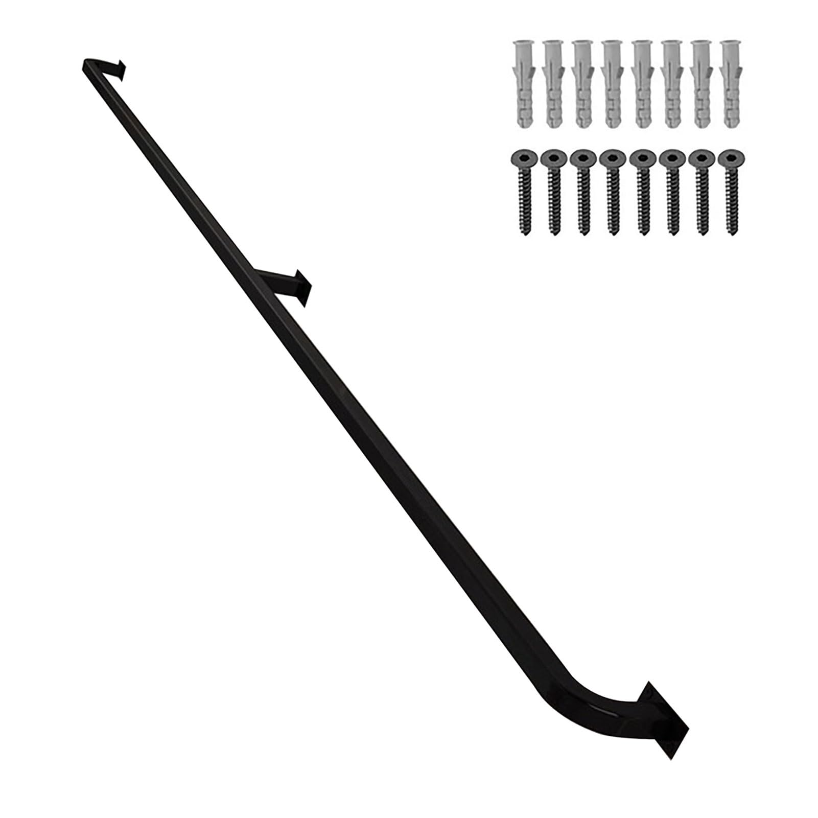 Luyckfrazy Handrail for Stairs, Black Metal Wrought Iron Staircases Banister Hand Rail, WallMount Grab Bar Railing, Safety Non-Slip Staircase Railings - Complete Kit (Size : 6.6ft/200cm)