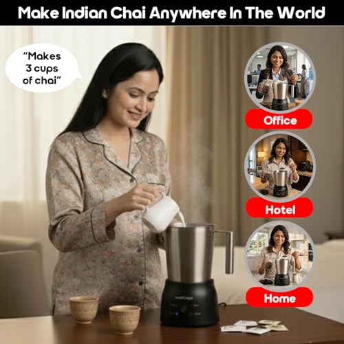 Image of InstaCuppa Automatic Chai Maker with Auto Shut-Off - Make 600ML Indian Tea in 10-12 Minutes with No Spills or Mess, 4-in-1 Electric Brewer for Chai
