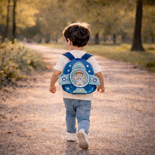 Image of WISHKEY Kids Bag for Boys & Girls (2-5 Years) Space Design Toddler Backpack with Safety Leash Chest Buckle & Adjustable Straps Water Resistant Lightweight Small Picnic Travel Bag light Blue