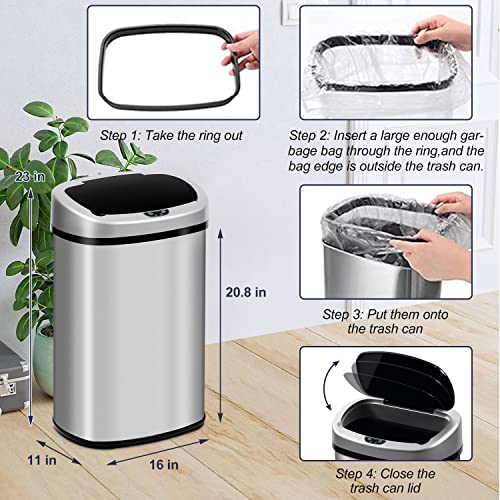 Caneca de basura de acero inoxidable 50L con sensor miniatura 7