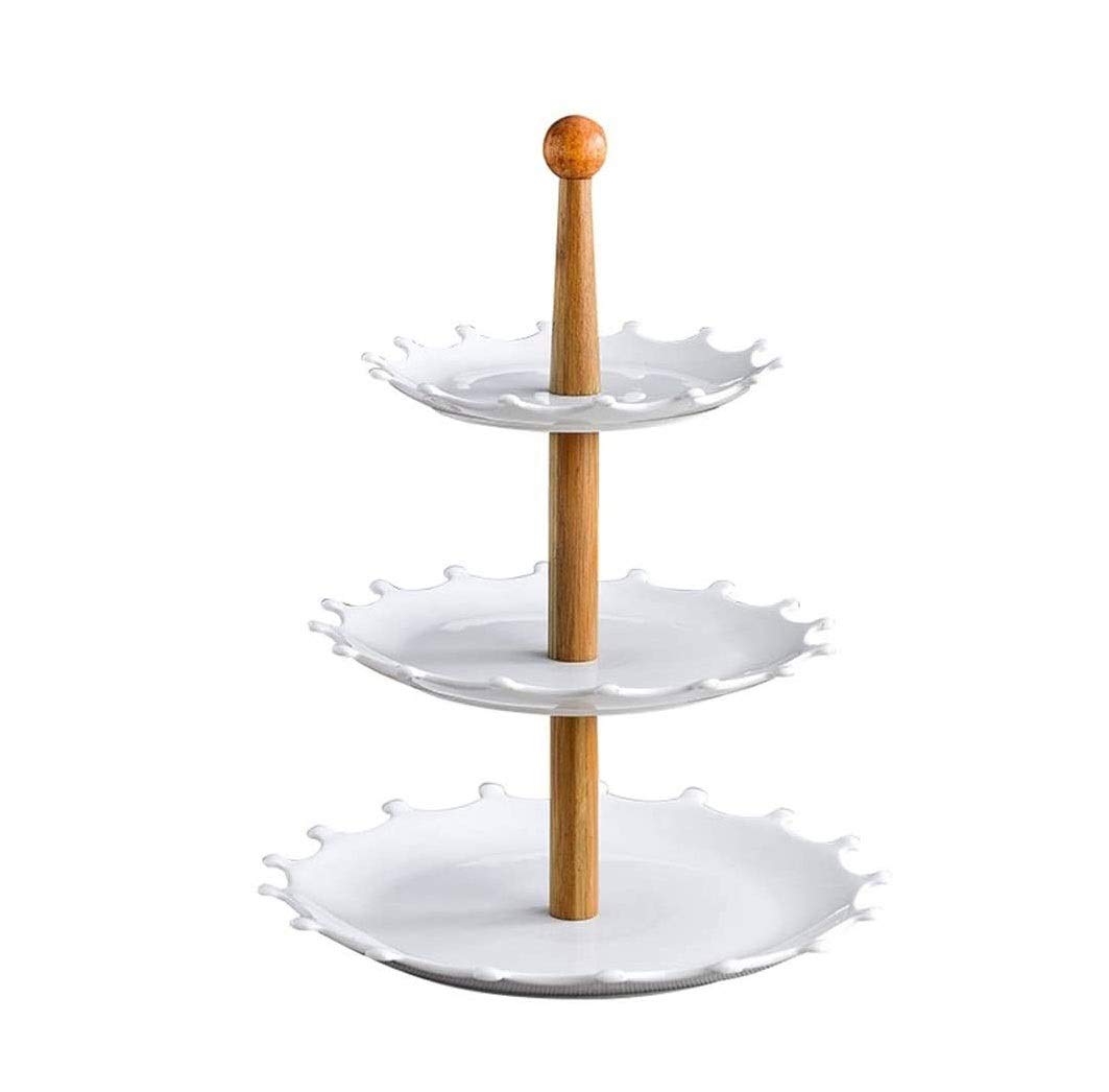 Soporte de 3 Niveles de Cupcake, Soporte de Servidor de cerámica en Escala, Bandeja de Torre de refrigerios de Fruta de Postre para Boda casa de cumpleaños Fiesta de té Baby Shower, Blanco