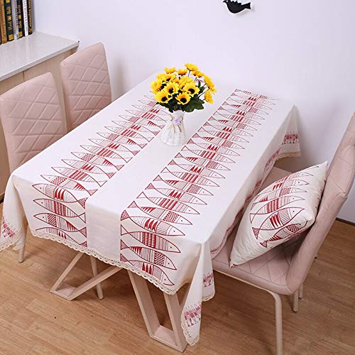 XXDD Geometric Classic Fish Pattern Tablecloth Washable Tablecloth Coffee Table for Restaurant Decoration Tablecloth A1 135x160cm
