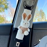 Generic Auto Car Seat Belt Cover with Animal Plush Toy, Unversal Seat Belt Cover Cushion for Shoulder and Neck Protection Car Accessories (BunnyV2)