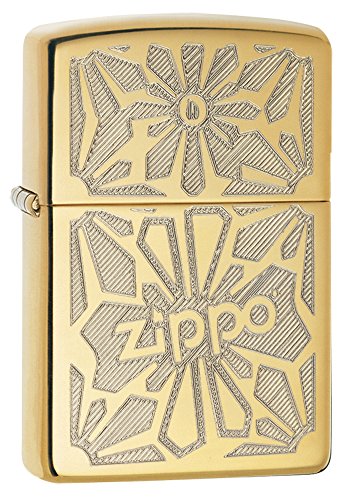 Zippo Flower Design Pocket Lighter, High Polish Brass