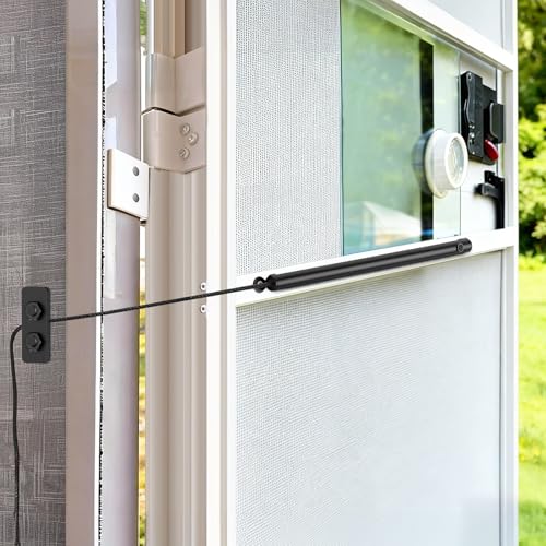 NEWFLY RV Screen Door Closer with Adjustable Tension, Built-in Spring Automatic Closing Device with Accessories, Works with Most Camper Latches, Travel Trailer Handles