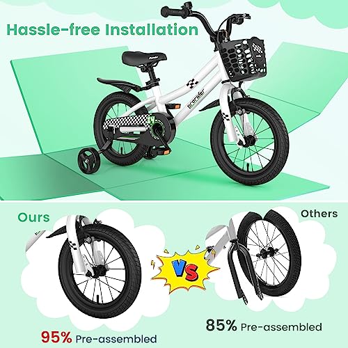 Image of BABY JOY Kids Bike, 12 14 16 18 Inch Boys Girls Bike for 3-8 Years w /Training Wheels, 20 Inch Children Bicycle for 8+ Teens w /Kickstand, Handbrake, Coaster Brake & Removable Basket, Sporty Bicycle