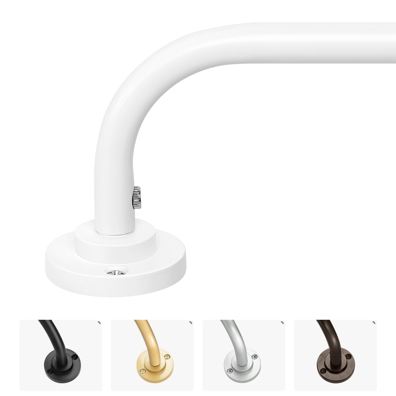 Curtain Rods for Windows 66 to 120 inch, 5/8 Inch White Curtain Rod, Adjustable Wrap Around Curtains Rod, Blackout Curtains Rods, Metal Room Darkening