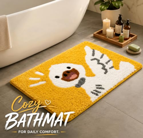 Image of VAS COLLECTIONS Luxurious 2000 GSM Microfiber Bath Mat | Super Soft, Thick & Fluffy | Anti-Skid, Super Absorbent, Machine Washable Bathroom /Kitchen /Door Mat (40x60 cm, Pack of 1) (Duck Print)