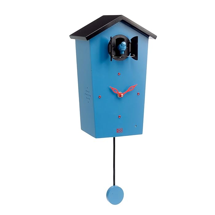 Buy KOOKOO BirdHouse limited edition blue, wall clock with 12 natural