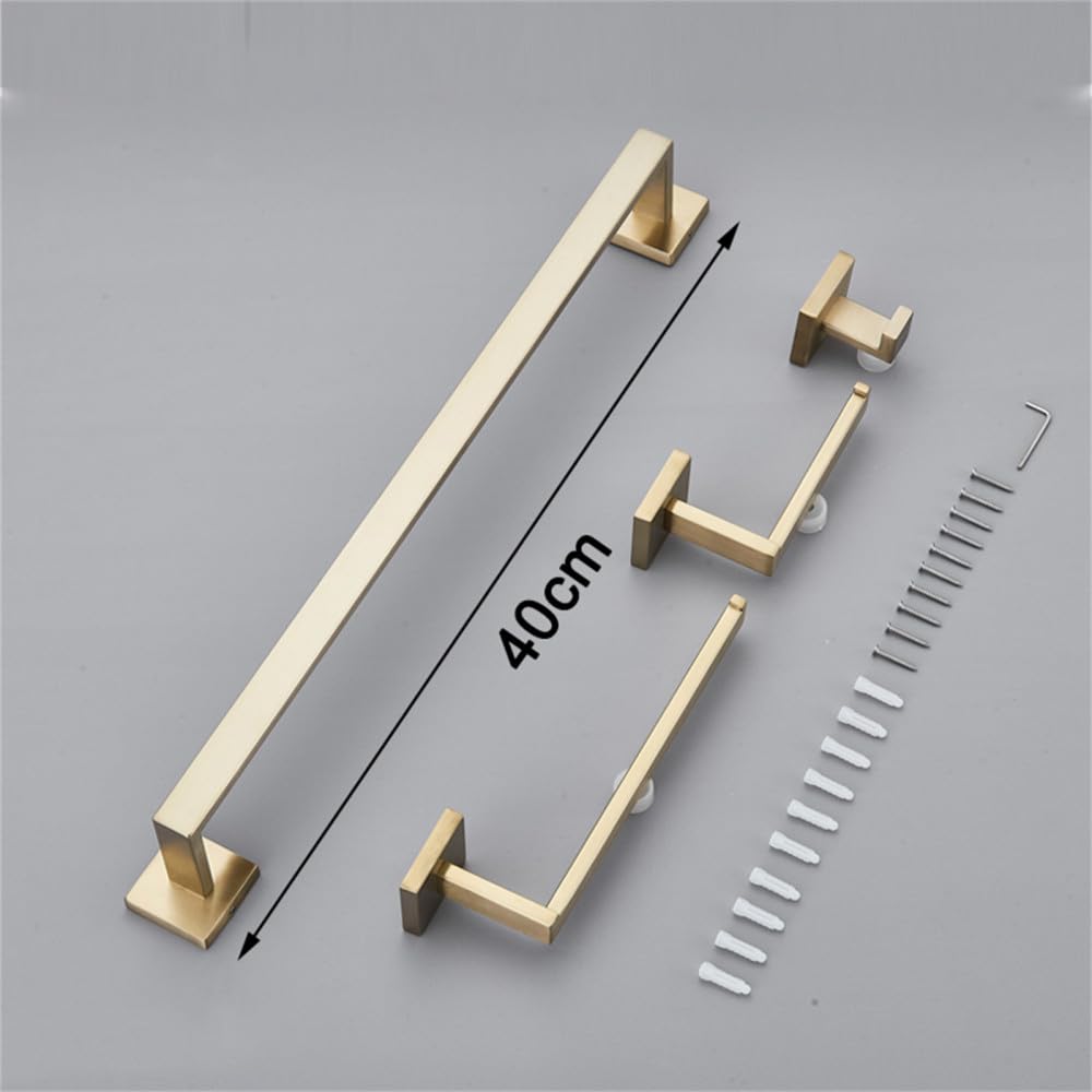 Genérico Toallero de Barra Juego de Accesorios de baño, Soporte para Rollo de Papel higiénico, Colgador de Bata, Kit de Accesorios de Acero Inoxidable, Juego de Oro Cepillado, uno
