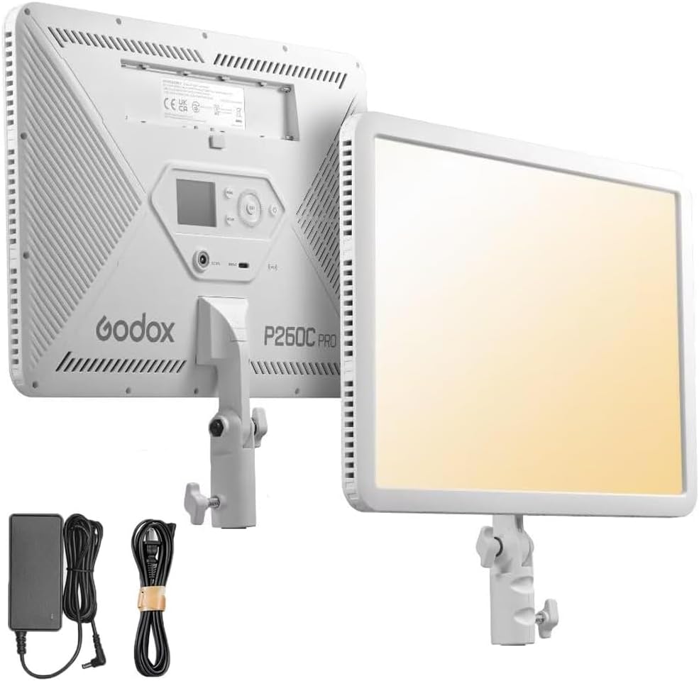GODOX P260C Pro 45W LED Video Light Panel, Bi-Color 2800K-6500K, CRI 98+, TLCI 98+, APP Controlled Fill Lighting for Photography, Studio Video Recording, Vlog, Live Stream