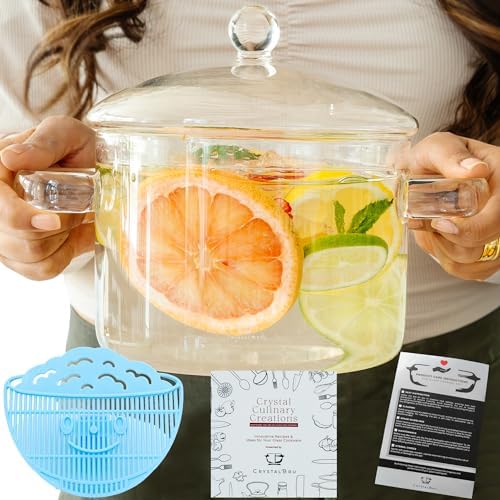 Glass Cooking Pot with Lid 1.6L(54oz) Heat Resistant