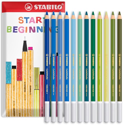 Lápices Pastel CarbOthello STABILO - Pack de 12 tonos azul y verde miniatura 1