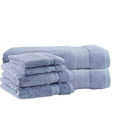 Charisma Hygro Cotton Towels Bundle | Includes: 2 Luxury Bath Sheet Towels, 2 Hand Towels & 2 Washcloths | Quality, Ultra Soft Towel Set | 6 Pieces (Blue)