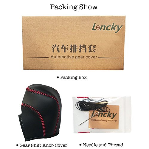 Ji Loncky Leather Gear Shift Knob Cover For Ford Focus 2012 2013 2014 2015 2016/ Ford Fiesta 2014-2016/ Fusion S 2013-2016 Fusion Se/Escape 2013-2016/ Ford C-Max 2013-2016 Transit Accessories #TOP5