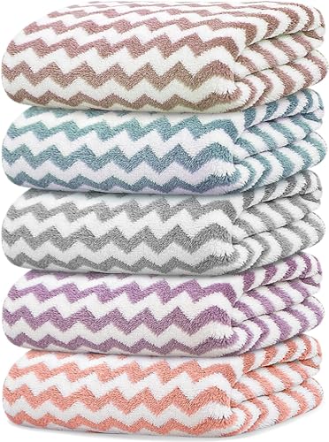 Image of HFI UrbanArts Microfiber Towel 300 GSM Ultra Soft, Super Absorbent and Anti-Bacterial Large Bath Towel, 140 cm X 70 cm Pack of 5 Multicolour Towel (Assorted)