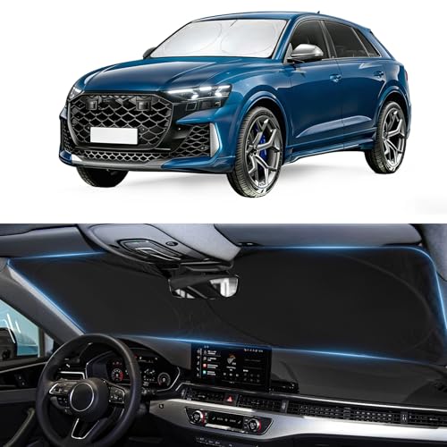 Image of Sun Shade for Audi Q8 2019-2023 2024 2025 2026 Windshield Sunshade | Sun Visor Custom Fit Audi Q8 Foldable Front Window Cover Retractable Protector Interior Cool UV Rays Blocker