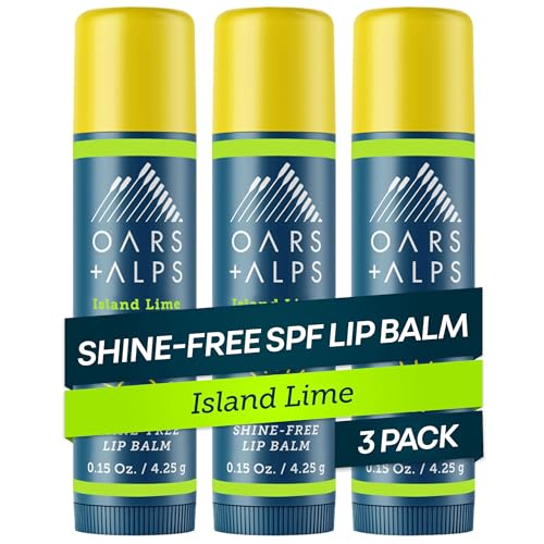 Oars + Alps SPF 18 Lip Balm Sunscreen, Shine Free, Island Lime Scent, 3pk