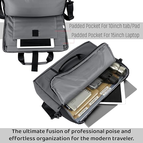 Image of Storite Premium Large Laptop Messenger Bag 17 Inch (Grey & Black) | Water Resistant, With Tablet Compartment, Multi Organizer Sections, Professional Shoulder Bag (43 x 37 x 10 Cm)