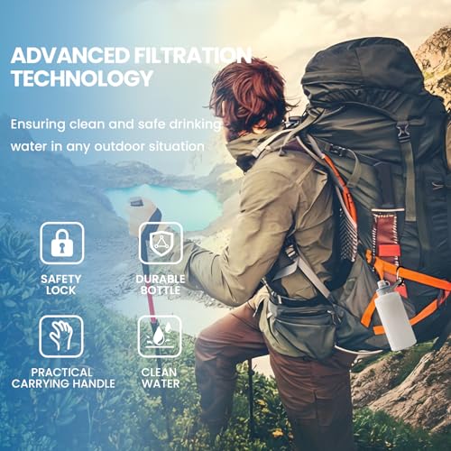 Collapsible Water Bottle with Filter for Travel,Portable Water Filter Camping,Water Purifier Bottle for Camping Hiking Cycling Outdoor Sports - Thumbnail 6
