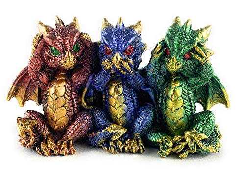 Aint It Nice Figura decorativa de fantasía medieval coleccionable de Dragons See Hear Speak No Evil, 3,5 x 5,5 x 6,3 cm Cover