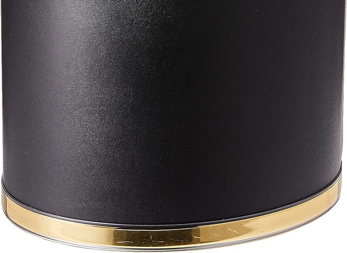 Kraftware Sophisticates Oval Wastebasket With Liner - 13 Quart, White & Gold Trim, Classic Office Or Bathroom Bin