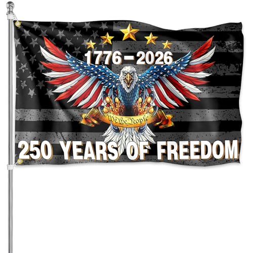 American 250 Anniversary Flag 3x5 Ft 250th Years of Freedom Anniversary 4th of July Flags with Eagle for Outdoor House Indoor Patriotic Yard Banner Signs Decor