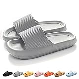 QJJQ Badeschuhe Herren Damen Cozislides Original Slippers Wolke Schlappen Super Weich rutschfest Badelatschen Hausschuhe Sommer Pantoletten Badeschlappen Flip Flops,Grau, 40-41 EU