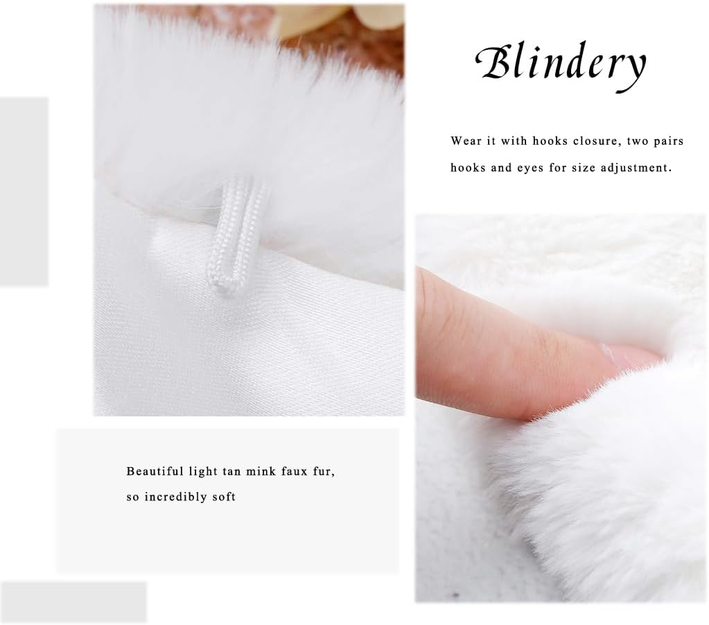 Wedding Fur Shawls and Wraps Women's Fur Scarf Faux Bridal Fur Stole with Brooch for Brides and Bridesmaids