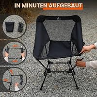 Sportneer Campingstuhl Faltbar Camping Stuhl Tragbarer Campingstühle 150Kg Faltstuhl Ultraleichter Packmaß Kleiner Klappstuhl mit Tragetasche für Picknick, Schwarz, 1er-Pack – Ansicht 7